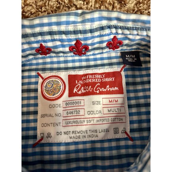 Robert‎ Graham The Freshly Laundered Shirt Mens Medium Blue Surfboard Embroidery - Picture 4 of 9